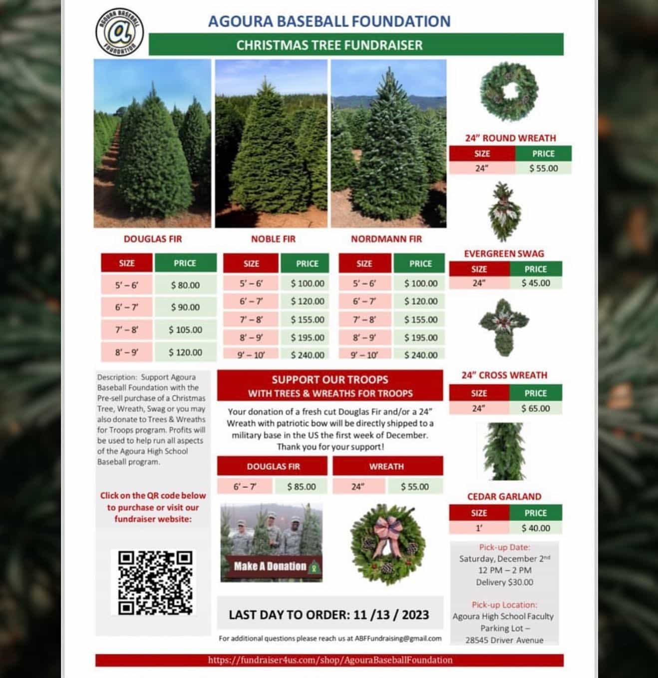 The Agoura Baseball Christmas Tree Fundraiser