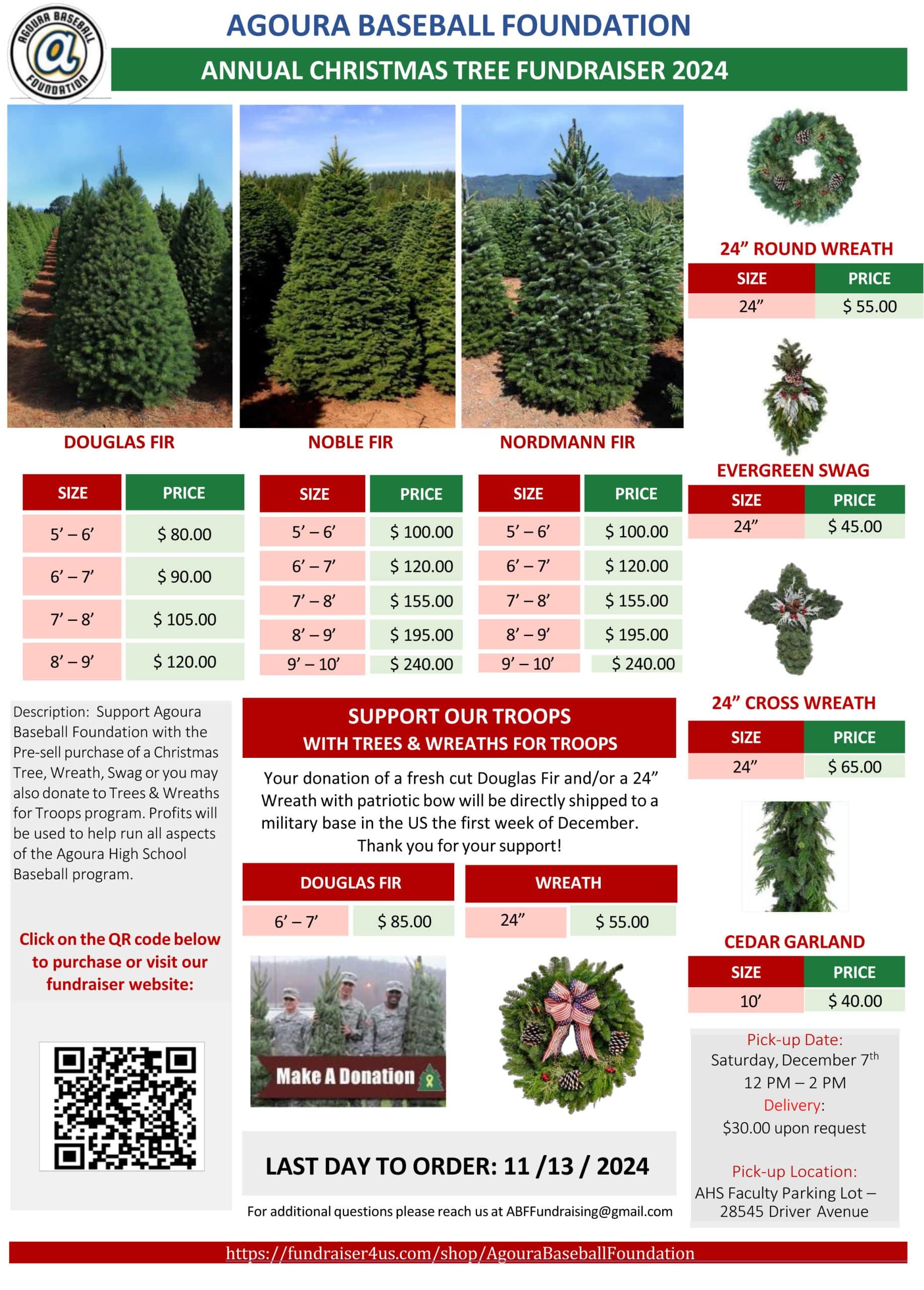 ANNUAL CHRISTMAS TREE FUNDRAISER 2024 - Closes 11/13/24